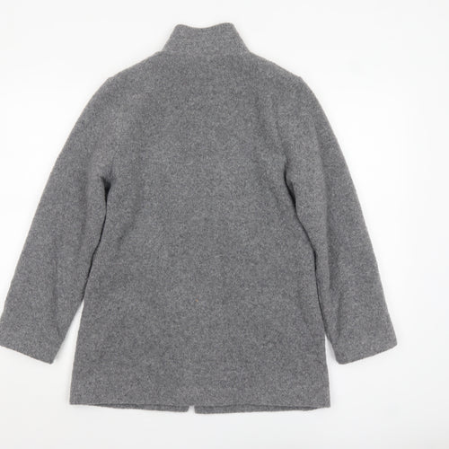 David Nieper Women's Grey Wool Blend Mid-Length Zip Coat Size 10