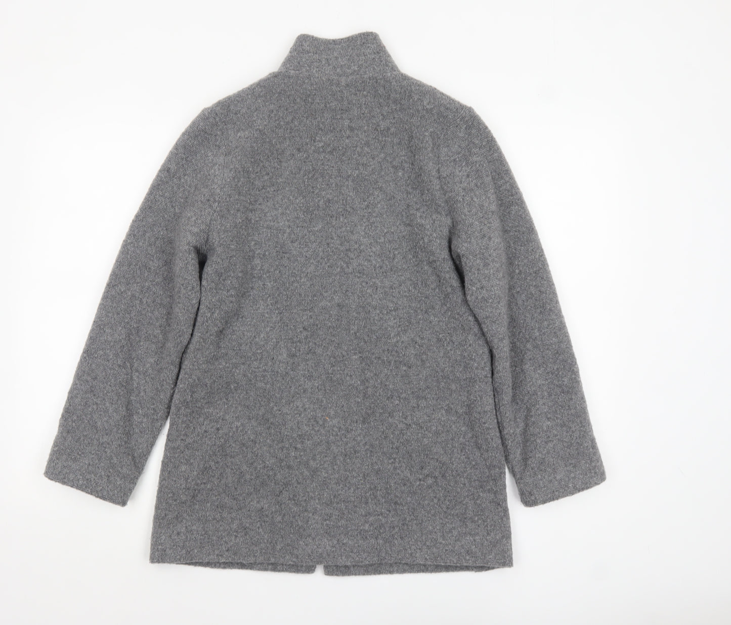 David Nieper Women's Grey Wool Blend Mid-Length Zip Coat Size 10