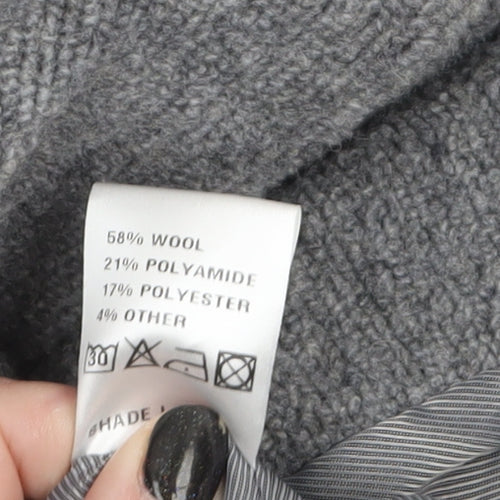 David Nieper Women's Grey Wool Blend Mid-Length Zip Coat Size 10