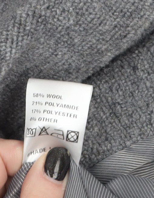 David Nieper Women's Grey Wool Blend Mid-Length Zip Coat Size 10