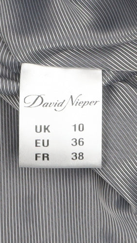David Nieper Women's Grey Wool Blend Mid-Length Zip Coat Size 10