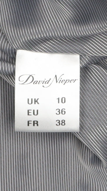 David Nieper Women's Grey Wool Blend Mid-Length Zip Coat Size 10