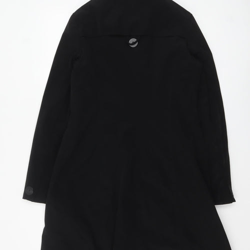 Next Women Black Long Trench Coat Size 10 Classic Buttoned Style