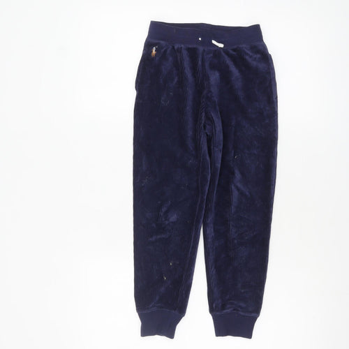 Ralph Lauren Boys Blue Velour Jogger Trousers 7 Years