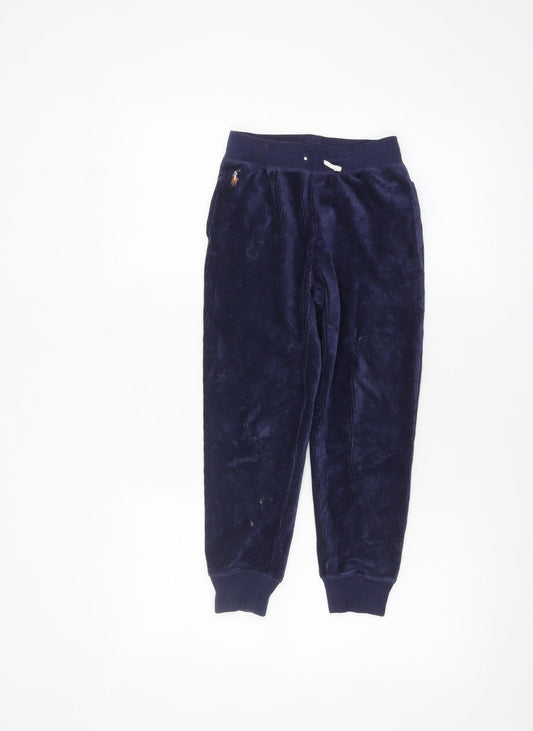 Ralph Lauren Boys Blue Velour Jogger Trousers 7 Years