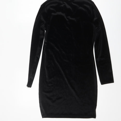 Boohoo Women’s Black Velvet Bodycon Dress Size 14 Evening Party