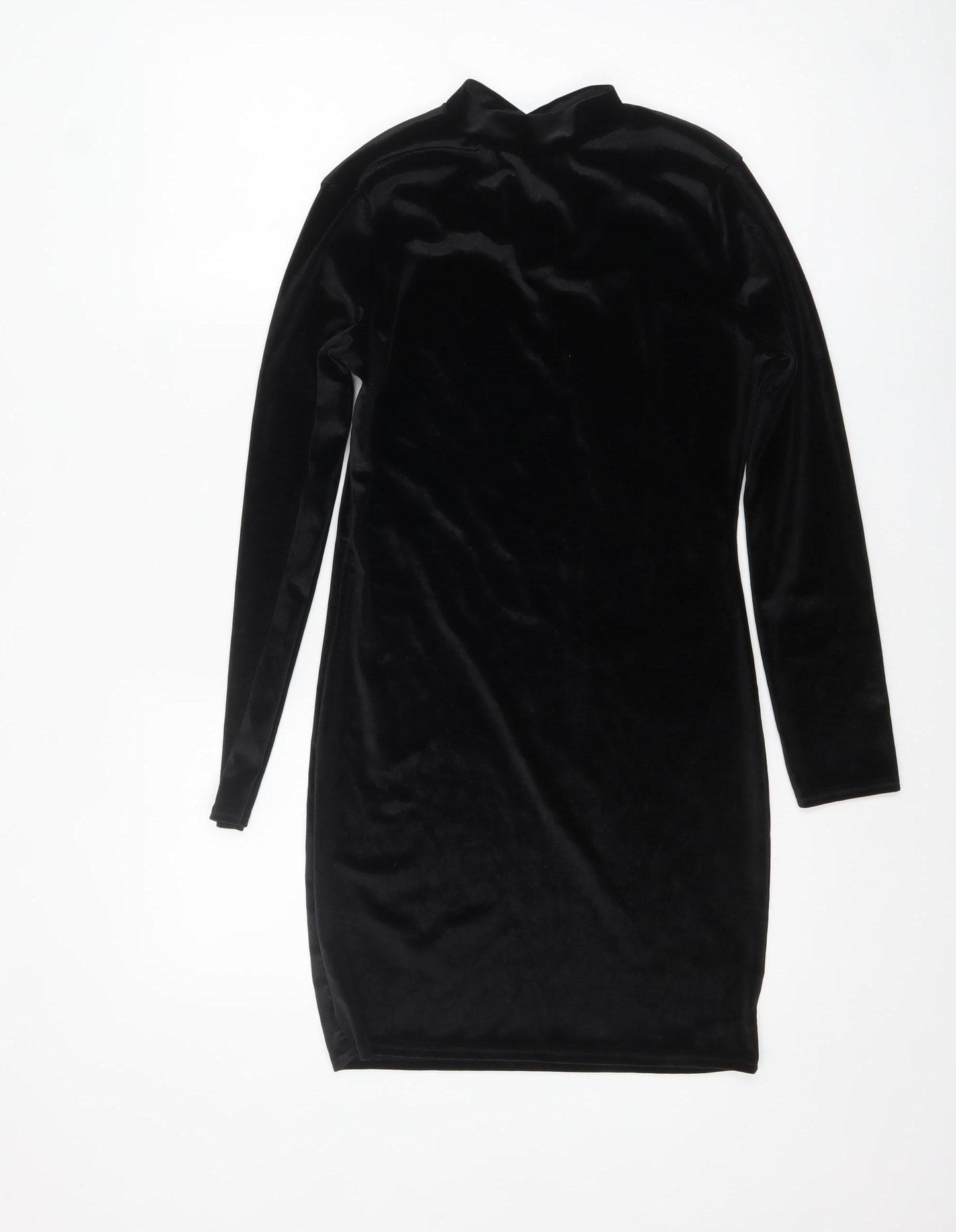 Boohoo Women’s Black Velvet Bodycon Dress Size 14 Evening Party