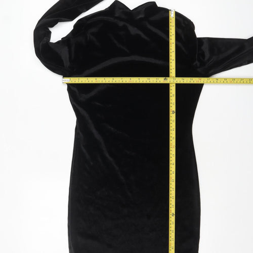 Boohoo Women’s Black Velvet Bodycon Dress Size 14 Evening Party