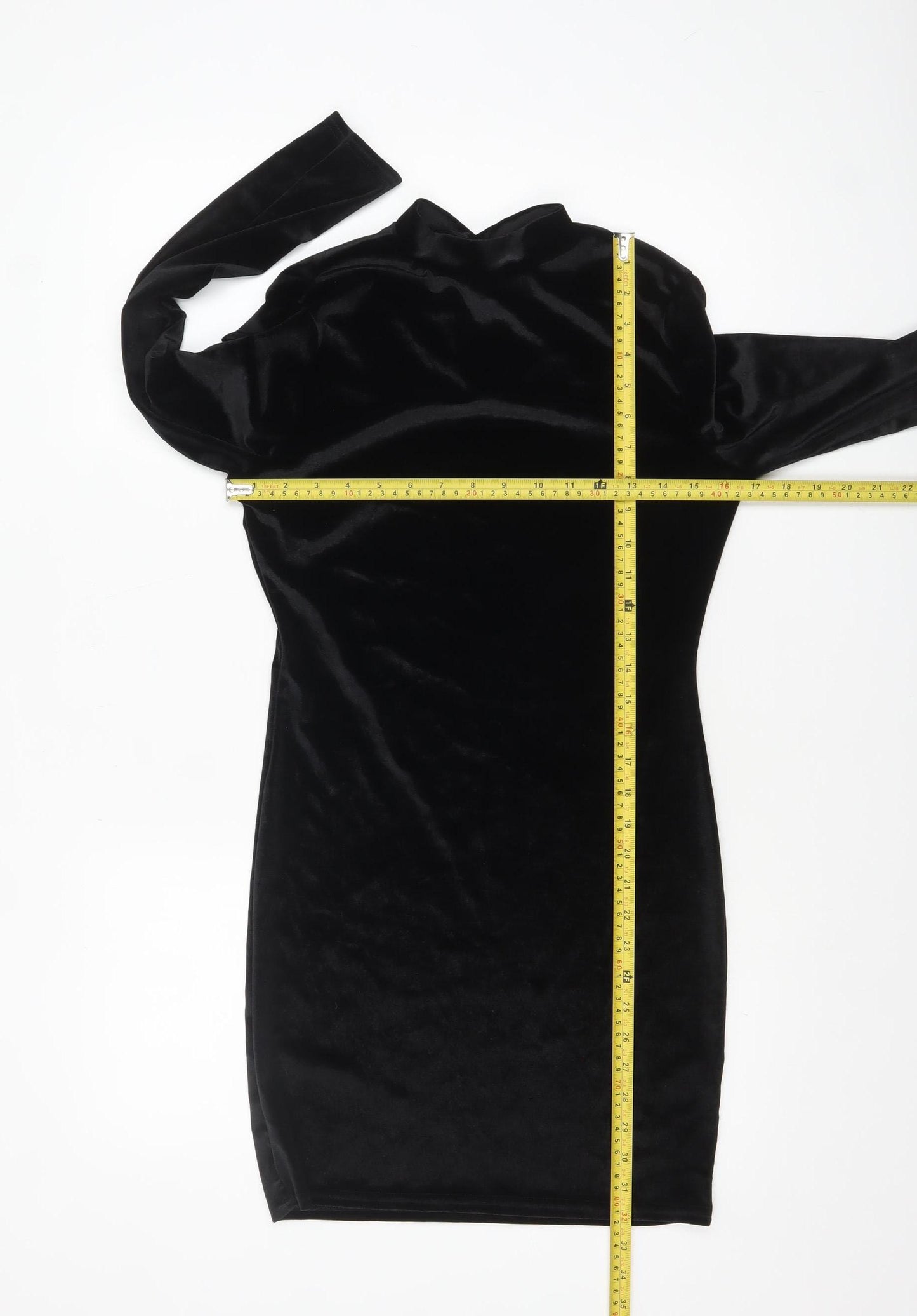 Boohoo Women’s Black Velvet Bodycon Dress Size 14 Evening Party