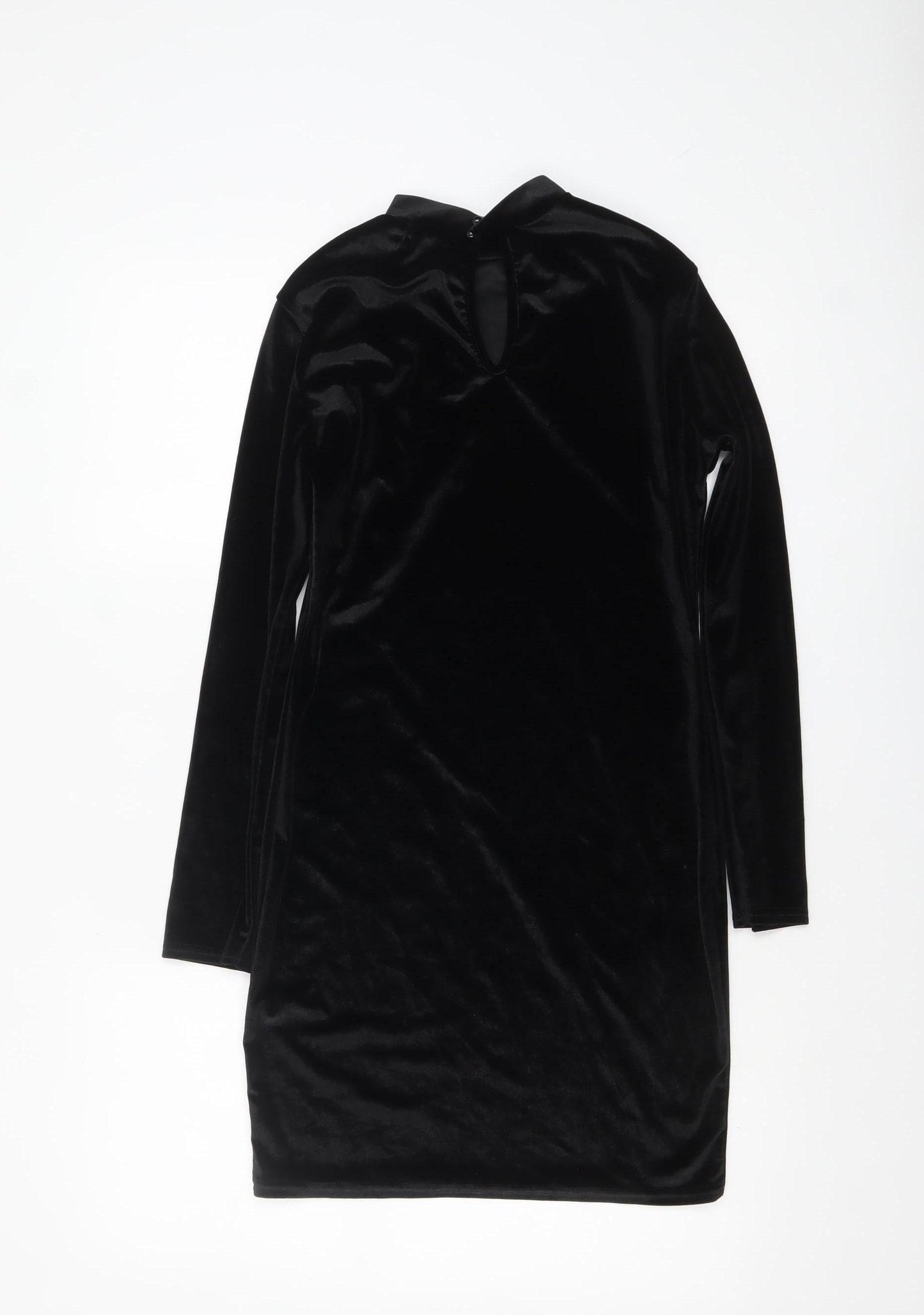 Boohoo Women’s Black Velvet Bodycon Dress Size 14 Evening Party