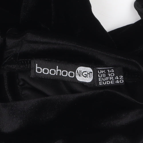 Boohoo Women’s Black Velvet Bodycon Dress Size 14 Evening Party