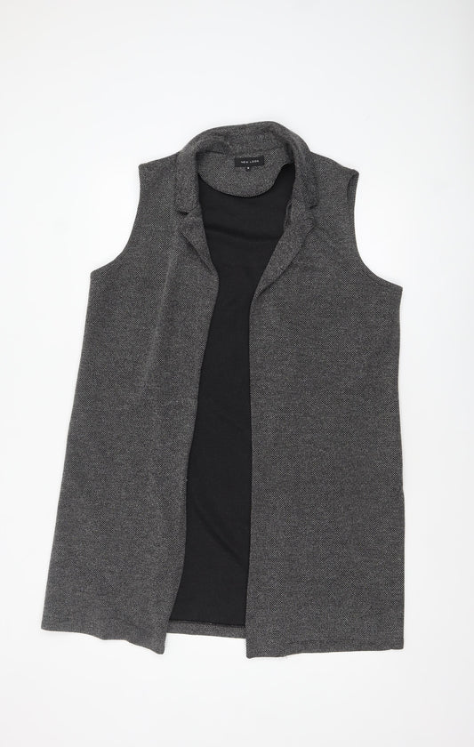 New Look Womens Grey Size 16 Sleeveless Long Waistcoat