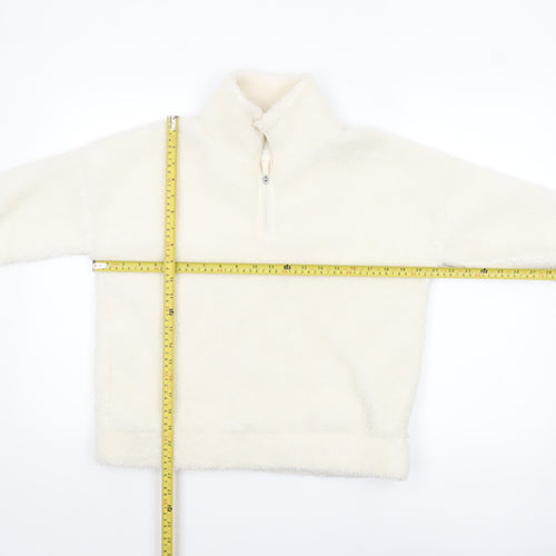 Souluxe Women Ivory Fleece 1/4 Zip Pullover Sweatshirt Size S