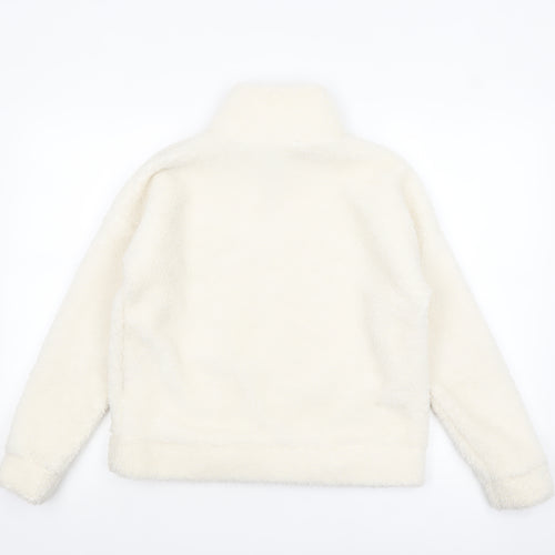 Souluxe Women Ivory Fleece 1/4 Zip Pullover Sweatshirt Size S