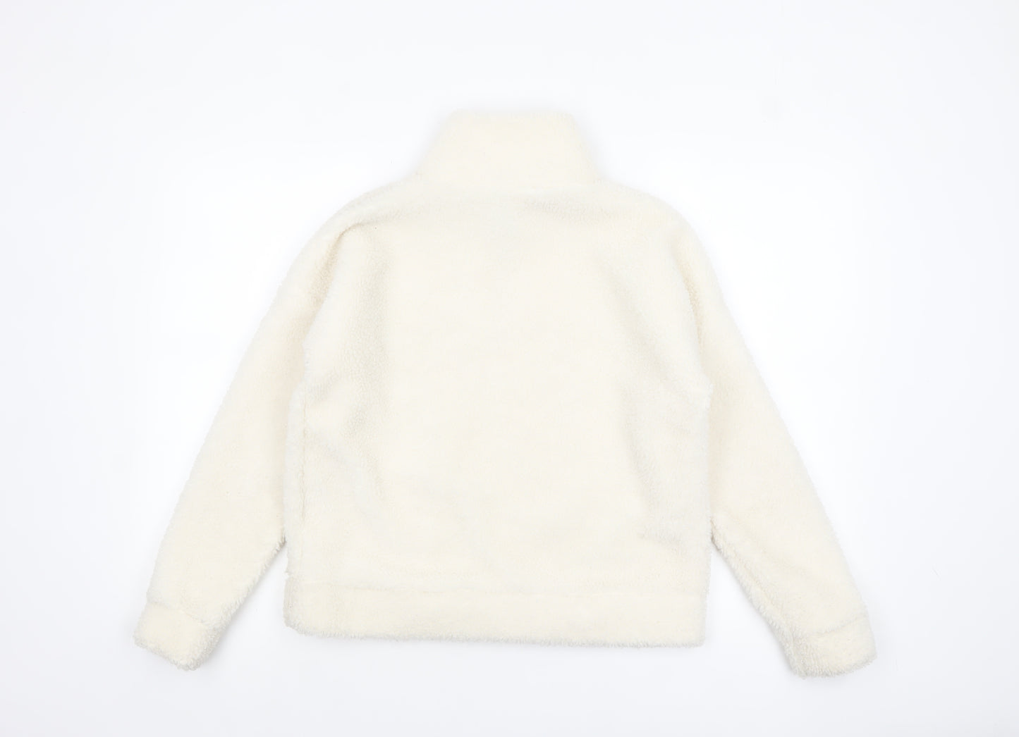 Souluxe Women Ivory Fleece 1/4 Zip Pullover Sweatshirt Size S