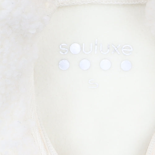 Souluxe Women Ivory Fleece 1/4 Zip Pullover Sweatshirt Size S