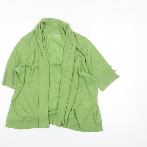 Wallis Women Green Size 14 Lightweight Open Knit Cardigan