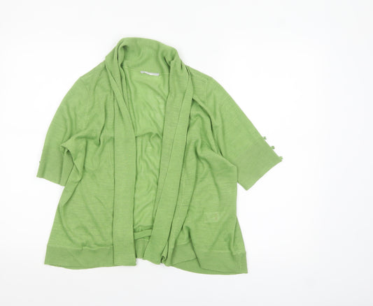 Wallis Women Green Size 14 Lightweight Open Knit Cardigan