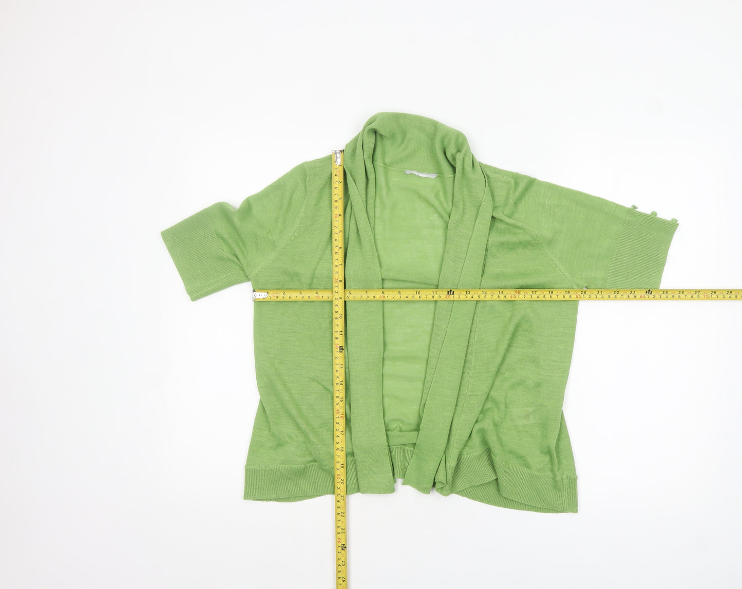 Wallis Women Green Size 14 Lightweight Open Knit Cardigan