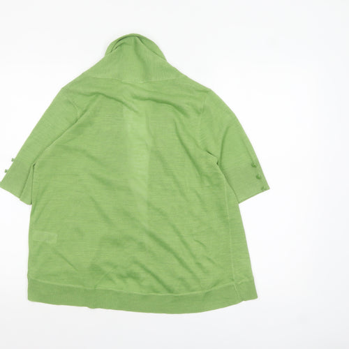 Wallis Women Green Size 14 Lightweight Open Knit Cardigan