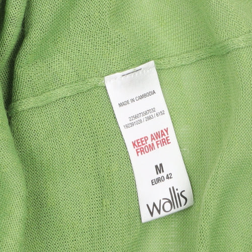 Wallis Women Green Size 14 Lightweight Open Knit Cardigan