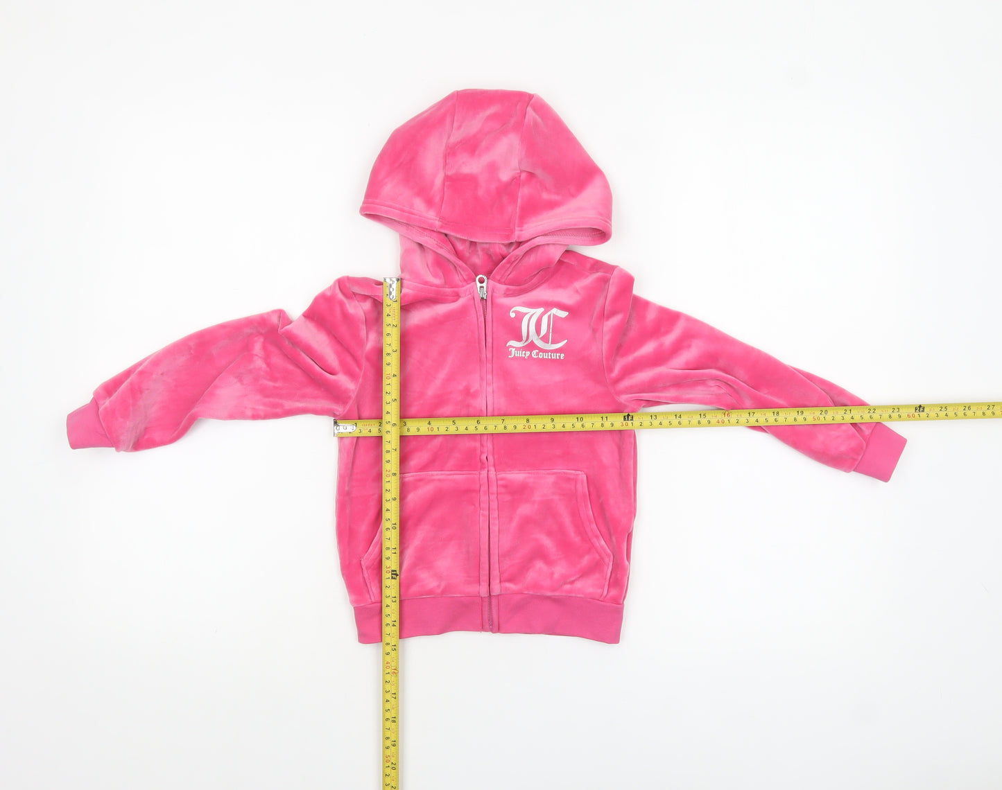 Juicy Couture Girls Pink Velour Full Zip Logo Hoodie 5-6 Years