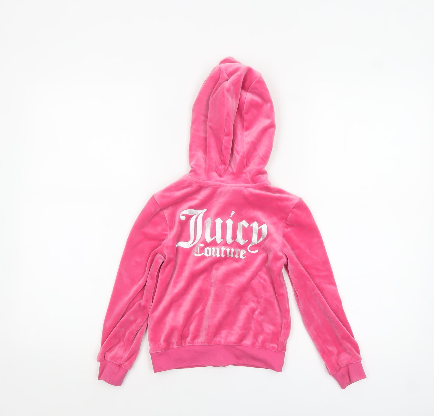 Juicy Couture Girls Pink Velour Full Zip Logo Hoodie 5-6 Years