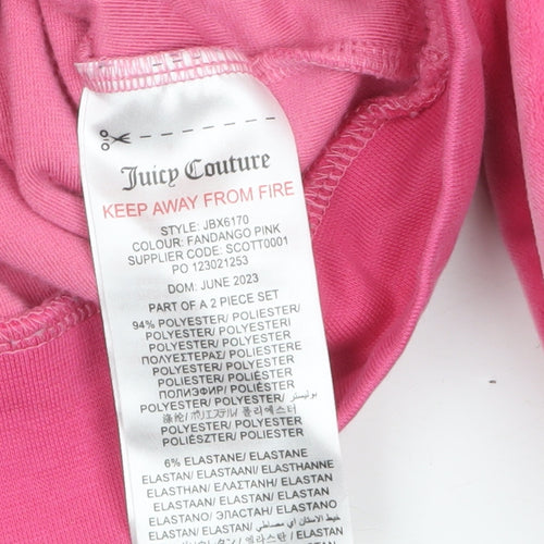 Juicy Couture Girls Pink Velour Full Zip Logo Hoodie 5-6 Years