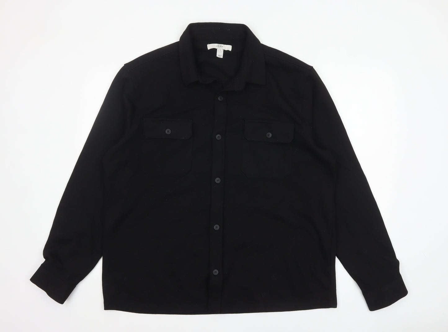River Island Men's Black XL Button-Up Long Sleeve Casual Shirt