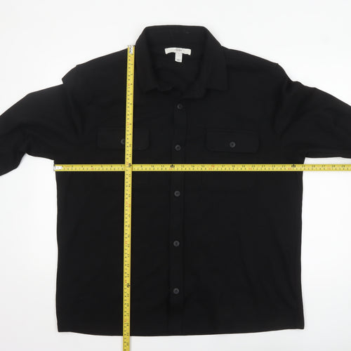 River Island Men's Black XL Button-Up Long Sleeve Casual Shirt