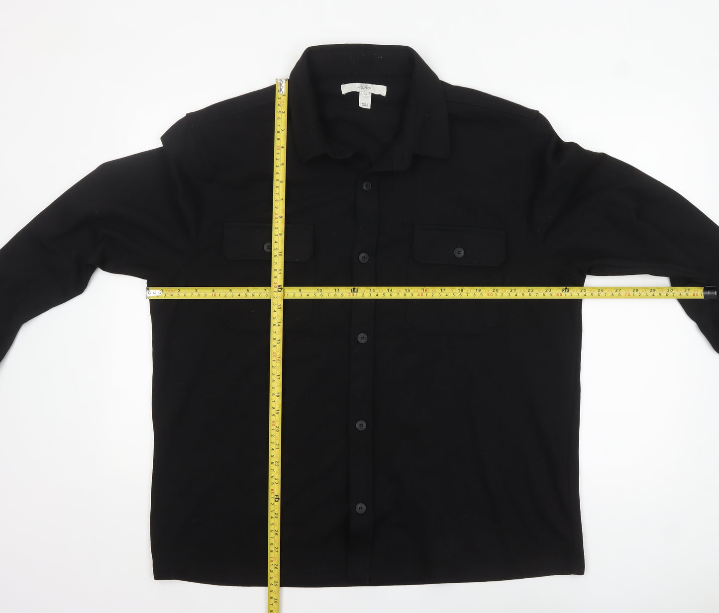 River Island Men's Black XL Button-Up Long Sleeve Casual Shirt