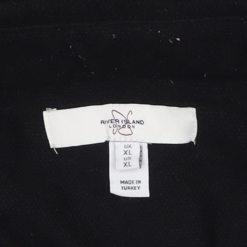 River Island Men's Black XL Button-Up Long Sleeve Casual Shirt