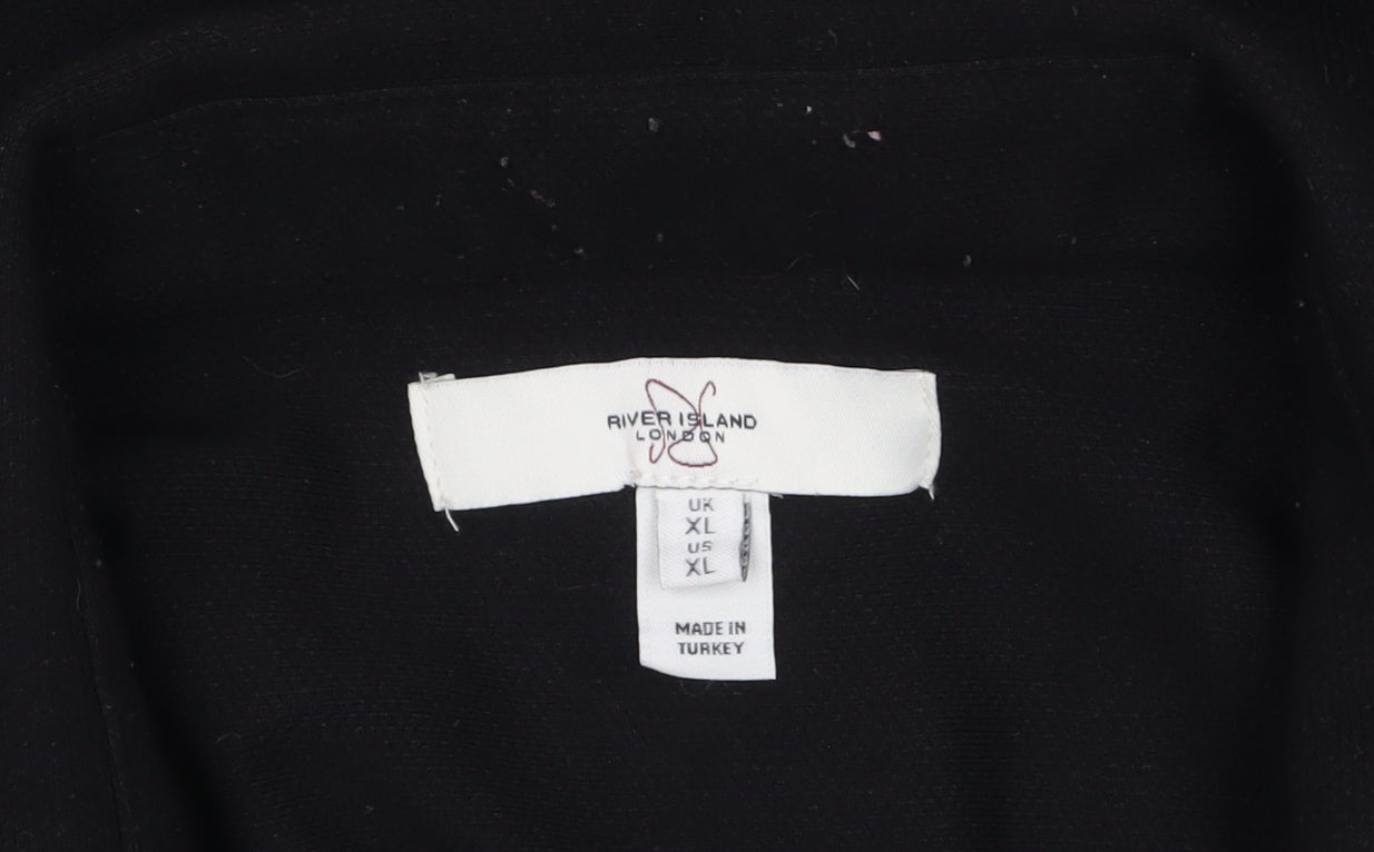 River Island Men's Black XL Button-Up Long Sleeve Casual Shirt