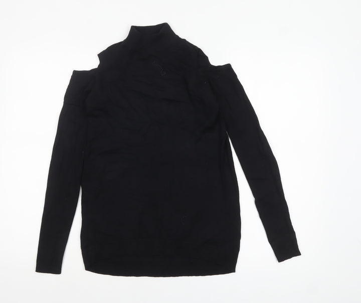 New Look Women’s Black Cold Shoulder High Neck Jumper Size 6