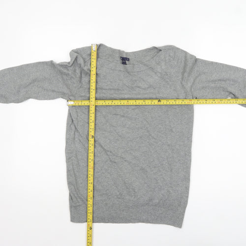 Gap Women Grey Boat Neck Cotton Blend Long Sleeve Pullover Jumper Size M