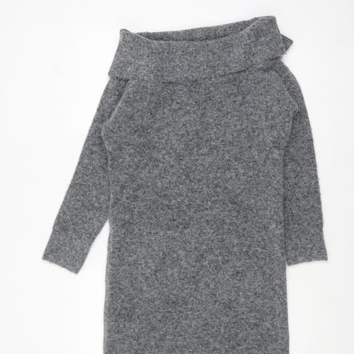 Rita Ora x Primark Women's Grey Cowl Neck Knit Jumper Size S
