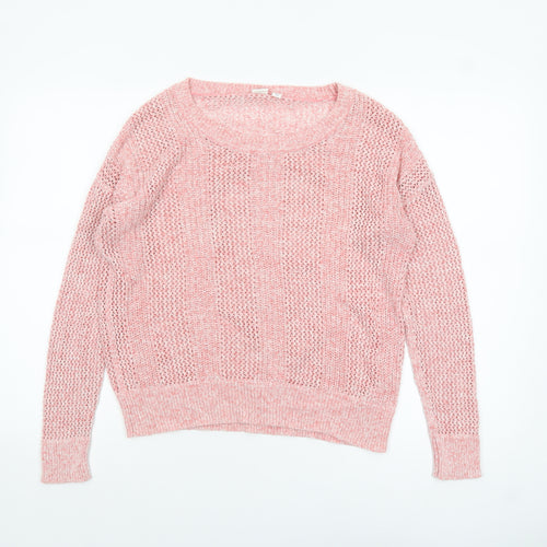 GAP Women’s Pink Open-Knit Cotton Pullover Jumper Size M
