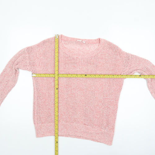 GAP Women’s Pink Open-Knit Cotton Pullover Jumper Size M