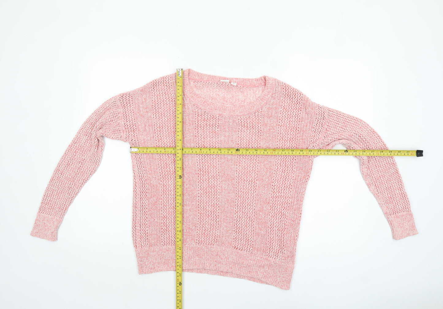 GAP Women’s Pink Open-Knit Cotton Pullover Jumper Size M