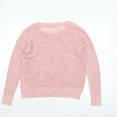 GAP Women’s Pink Open-Knit Cotton Pullover Jumper Size M