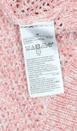GAP Women’s Pink Open-Knit Cotton Pullover Jumper Size M