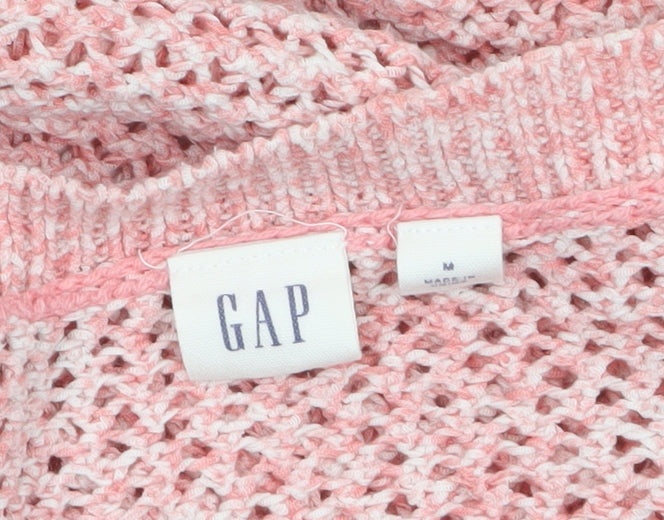 GAP Women’s Pink Open-Knit Cotton Pullover Jumper Size M