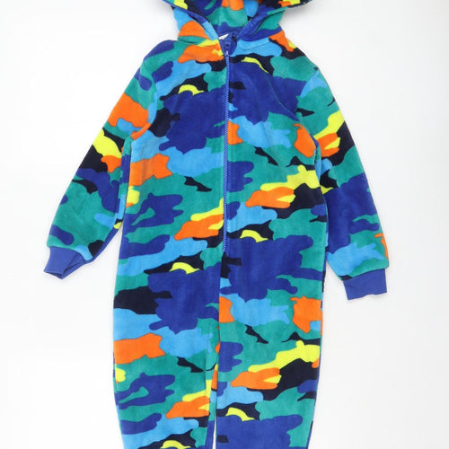 Marks and Spencer Boys Multicoloured Fleece Camouflage Hooded Onesie 5-6 Years