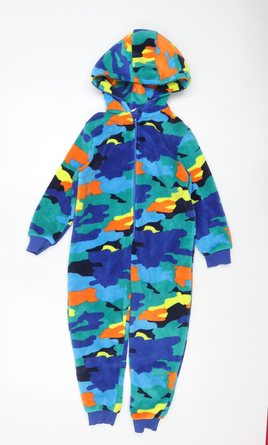 Marks and Spencer Boys Multicoloured Fleece Camouflage Hooded Onesie 5-6 Years