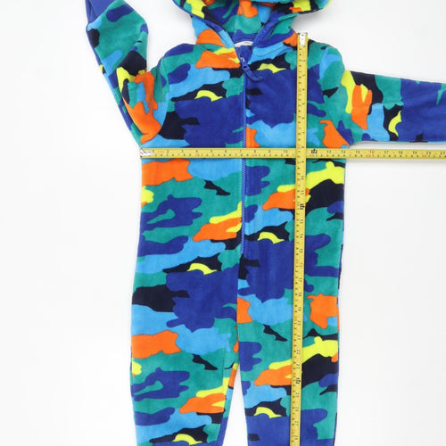 Marks and Spencer Boys Multicoloured Fleece Camouflage Hooded Onesie 5-6 Years