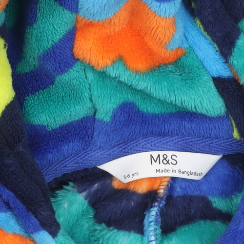 Marks and Spencer Boys Multicoloured Fleece Camouflage Hooded Onesie 5-6 Years