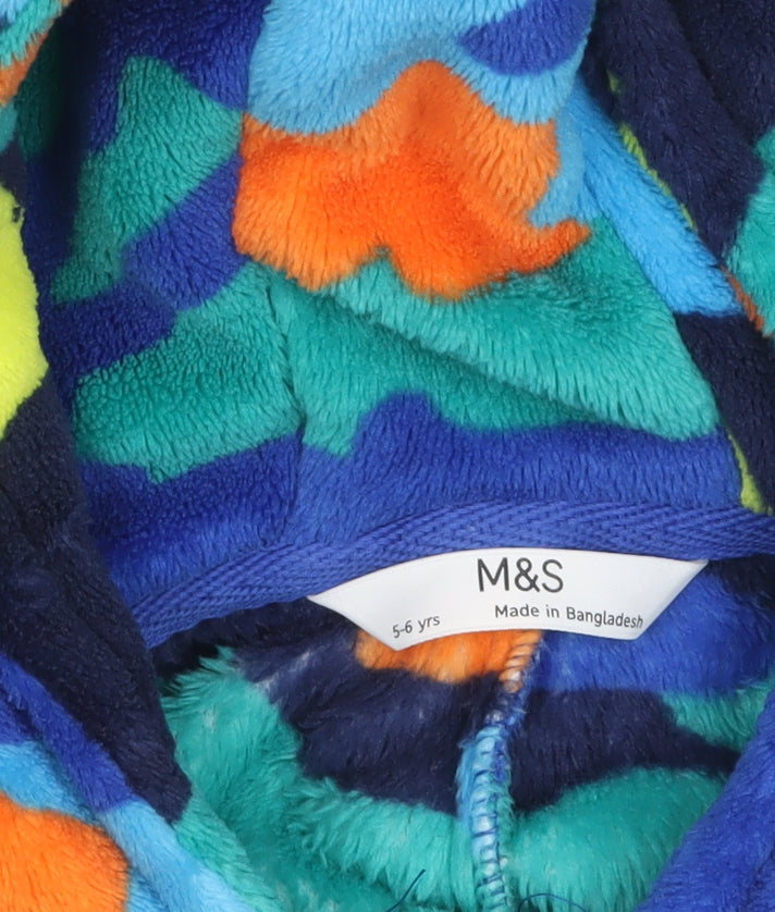 Marks and Spencer Boys Multicoloured Fleece Camouflage Hooded Onesie 5-6 Years