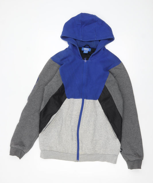 adidas Men's Blue Grey Full Zip Hoodie M Sportswear