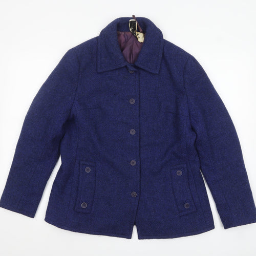 Jaeger Women's Blue Wool Mid-Length Overcoat Size 16
