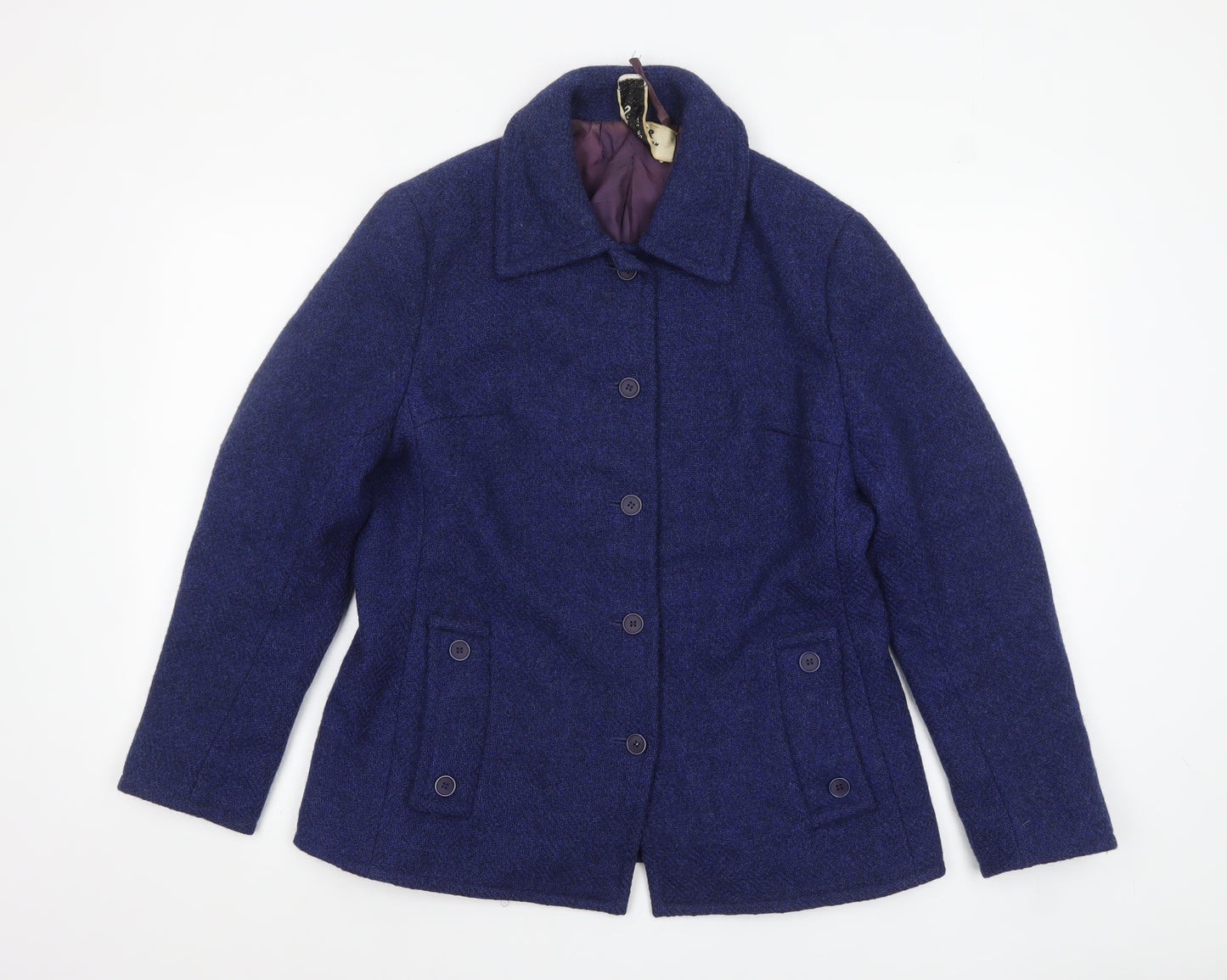 Jaeger Women's Blue Wool Mid-Length Overcoat Size 16